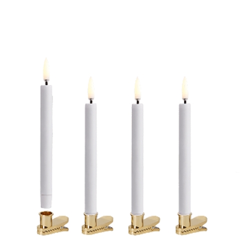 LED juletræslys m. guld clip, Nordic White, 4-pak, 1,3x13,8cm