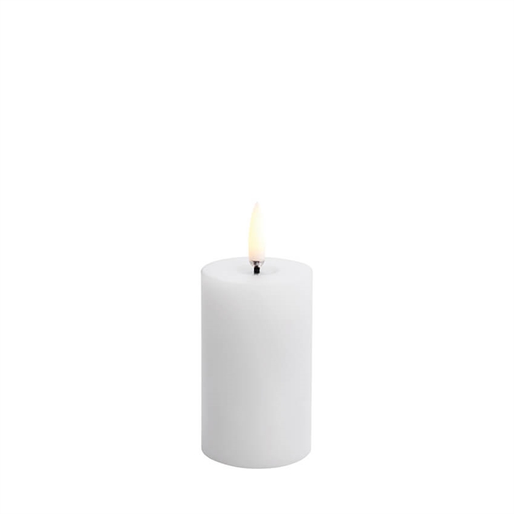 LED Smeltet bloklys, Nordic White, Smooth, 5x7,5 cm