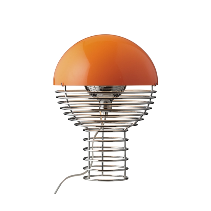 Wire bordlampe Ø30, krom/orange
