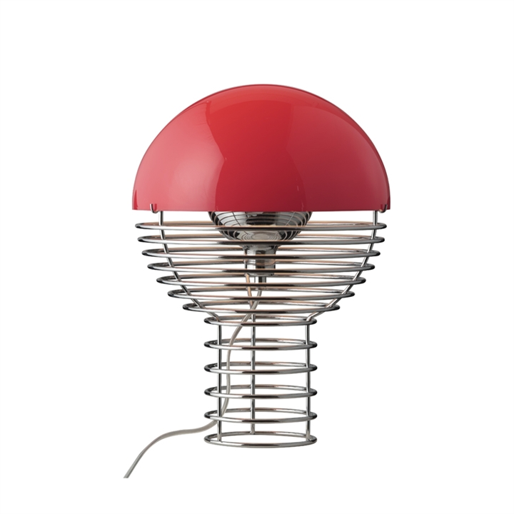 Wire bordlampe Ø30, krom/rød