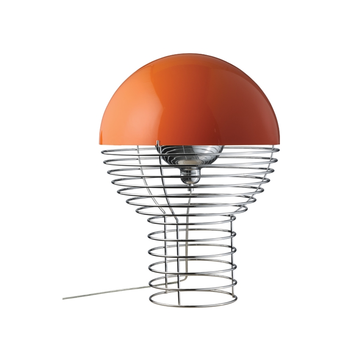 Wire bordlampe Ø40, krom/orange