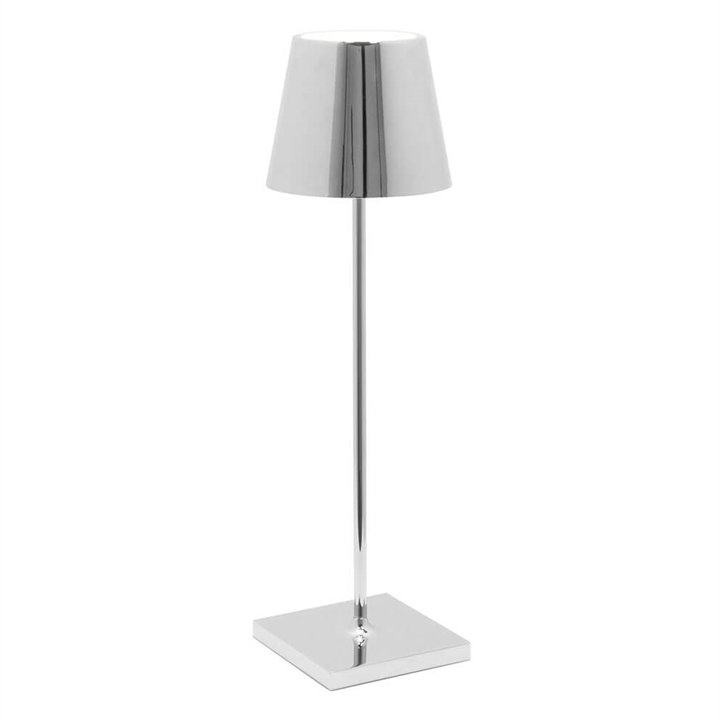 Poldina batterilampe / bordlampe, poleret krom