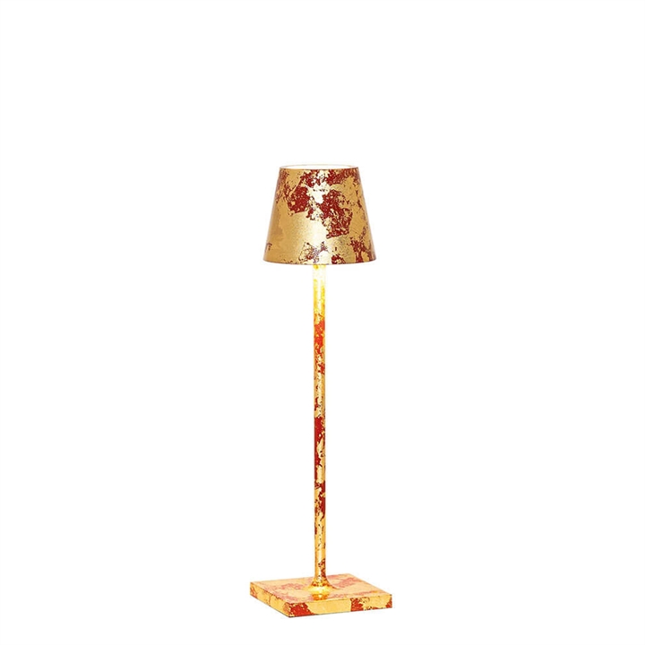 Poldina micro batterilampe / bordlampe, rød/guld