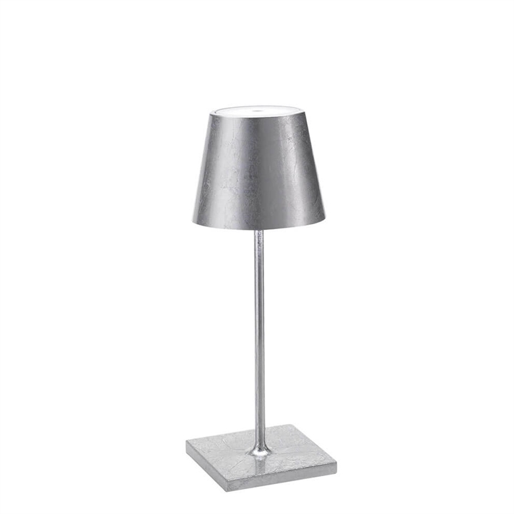 Poldina mini batterilampe / bordlampe, sølv