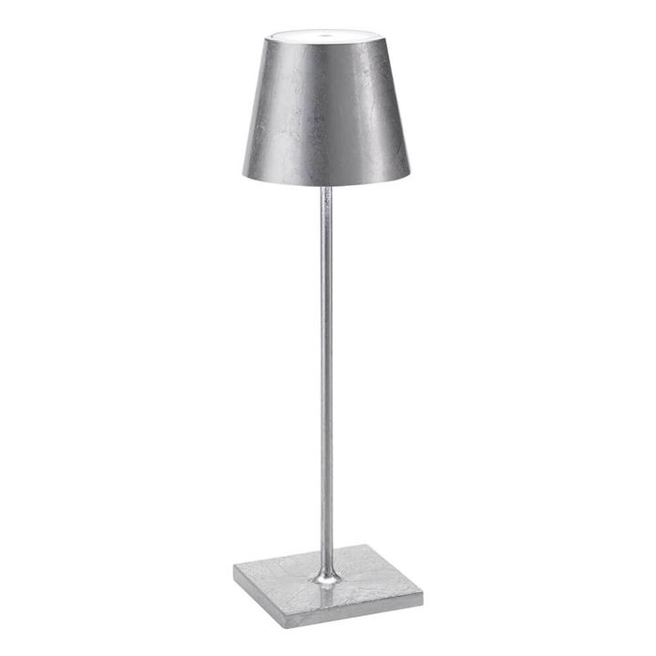 Poldina batterilampe / bordlampe, sølv