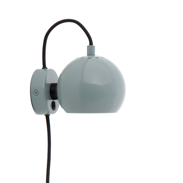 Ball væglampe, blank mint