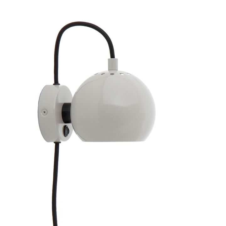 Ball væglampe, blank pale grey