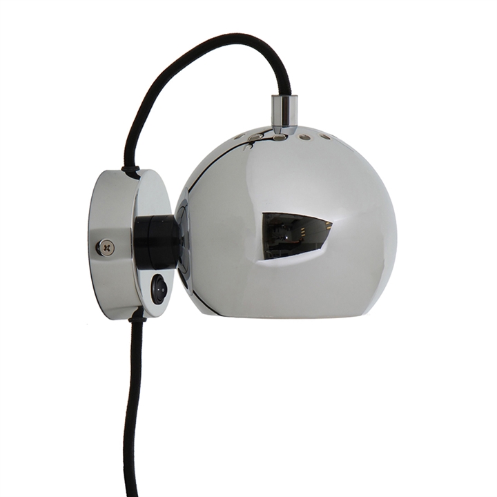 Ball væglampe, blank krom
