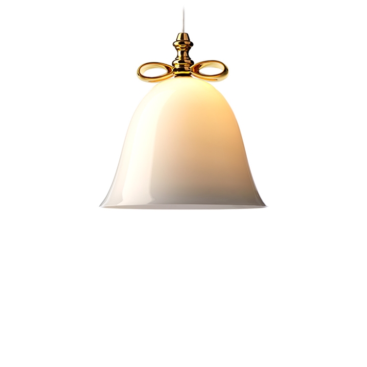 Bell Lamp pendel Large, guld/hvid