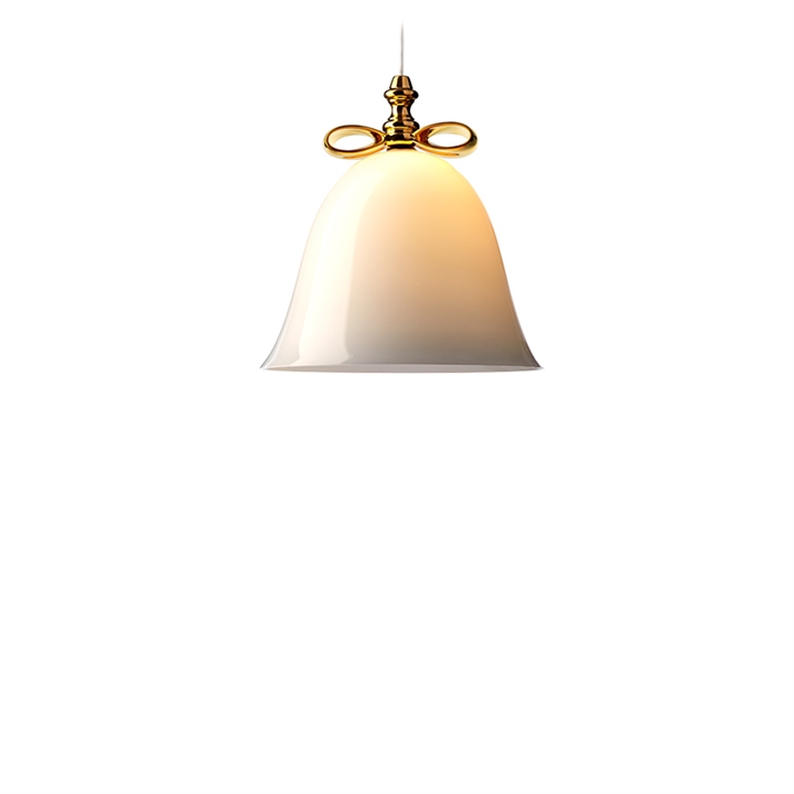 Bell Lamp pendel Small, guld/hvid