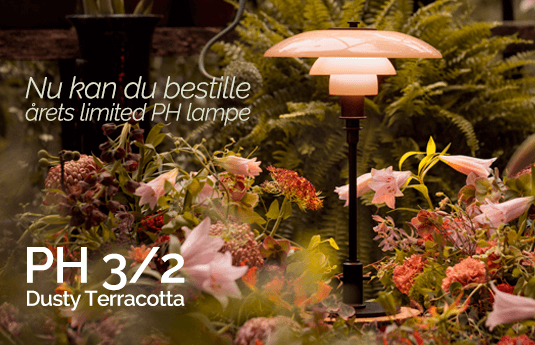 Bestil årets Limited PH lampe | PH 3/2 bordlampe Dusty Terracotta hos Lamper.dk