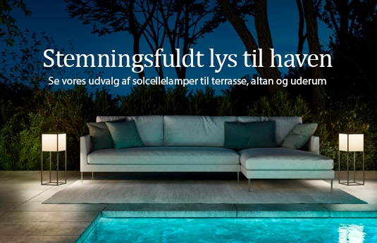 Køb solcellelamper til terrasse, altan og uderum hos Lamper.dk