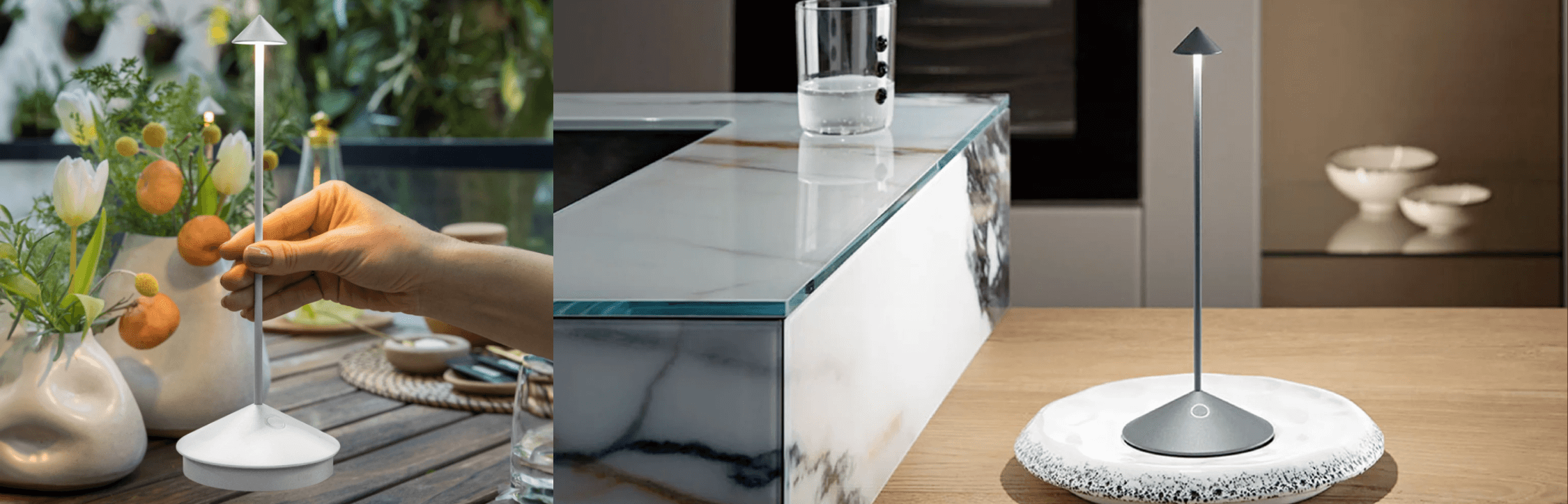 Elegant, slank og italiensk | Zafferano Pina batterilampe | Lamper.dk