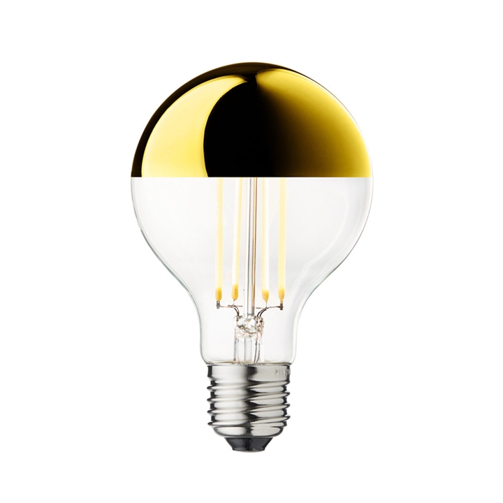 Outlet: Topforspejlet Globe LED Ø80 Crown, guldfarvet