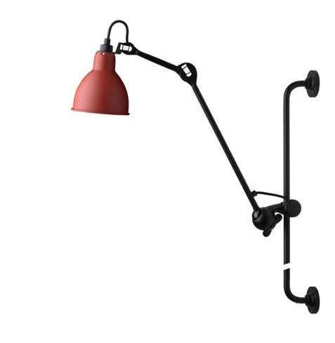 Lampe Gras No 210 væglampe, sort/rød