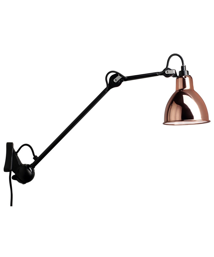 Lampe Gras No 222 væglampe, sort/kobber/hvid