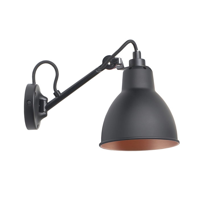 Lampe Gras No 104 væglampe, sort/sort/kobber