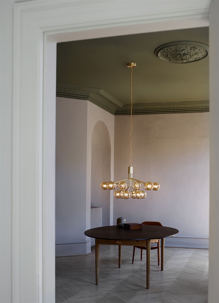 Apiales 18 lysekrone, messing/guld glas 