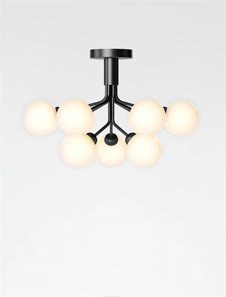 Apiales 9 loftlampe, satin sort/opal