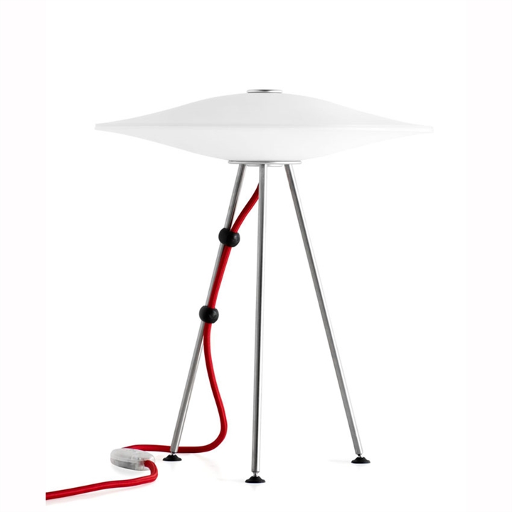 Sinus 330D bordlampe, opal/rød ledning