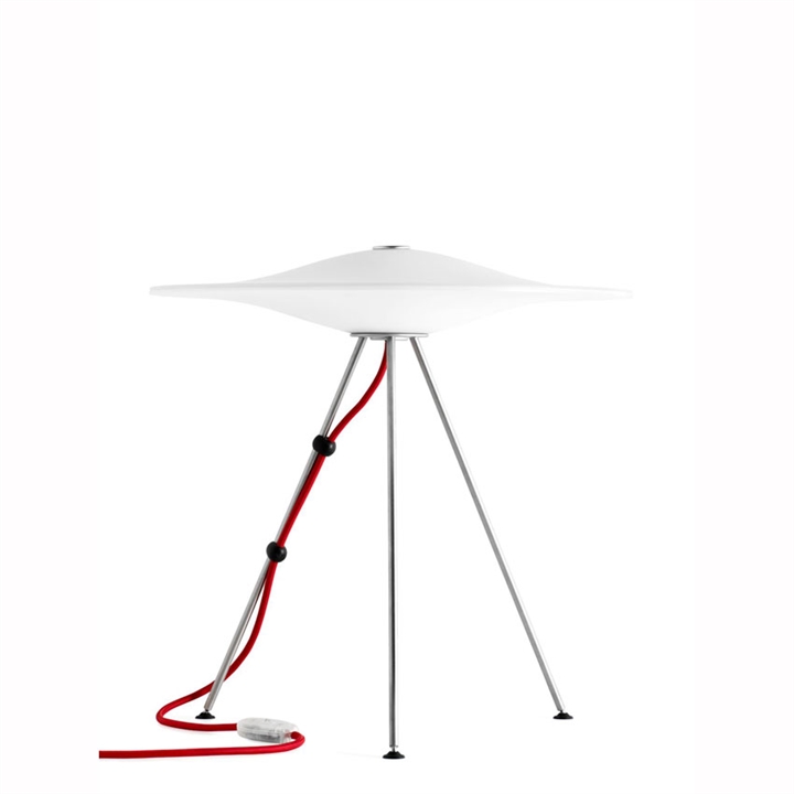 Sinus 440D bordlampe, opal/rød ledning