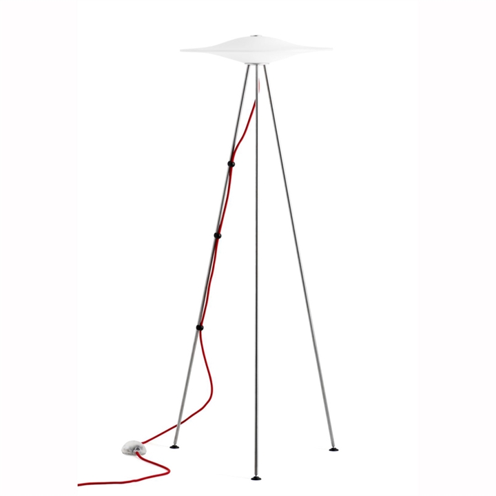 Sinus 440F gulvlampe, opal/rød ledning